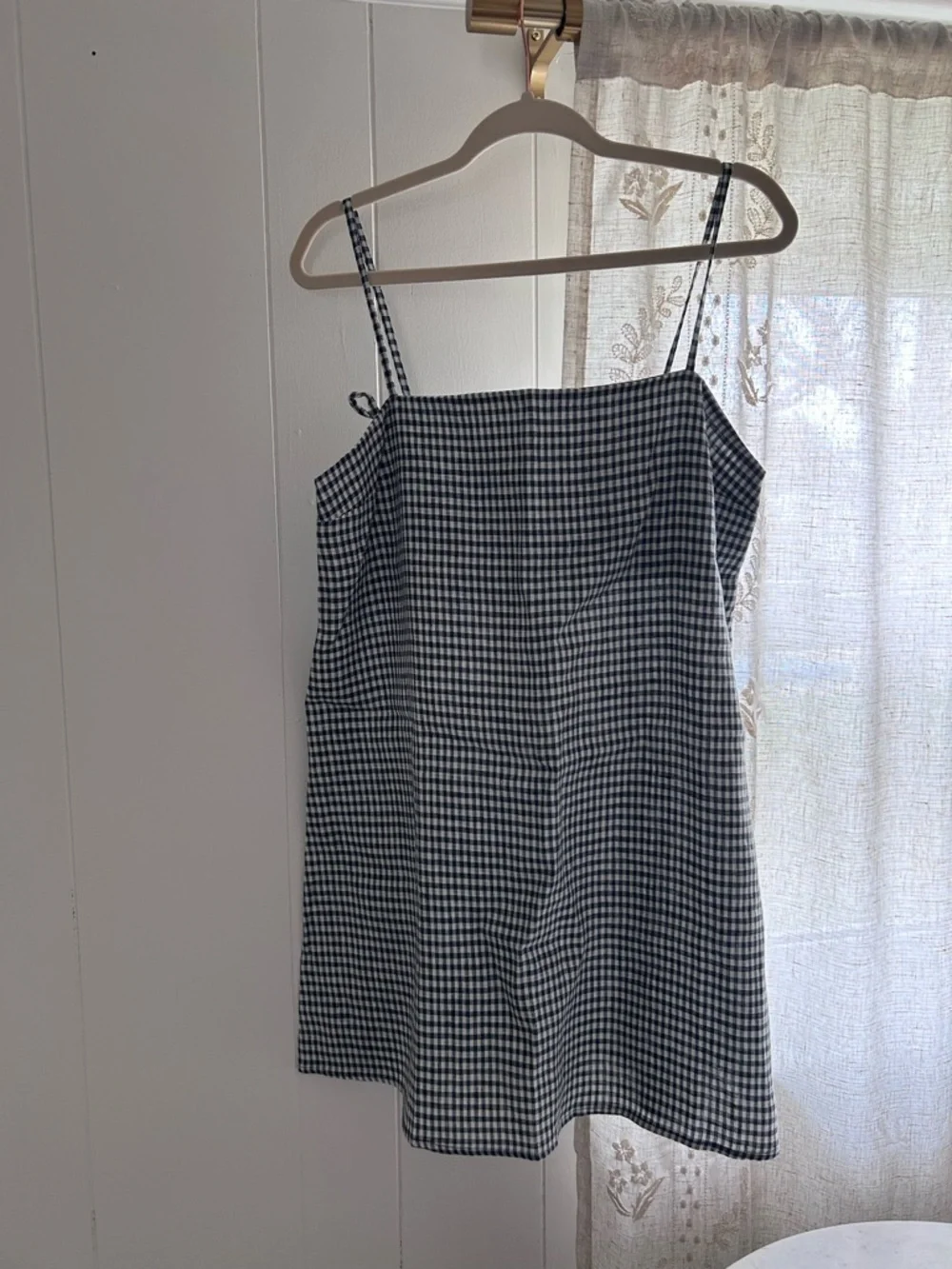 Reformation Navy & White Gingham Mini Slip Dress - Picture 4 of 4